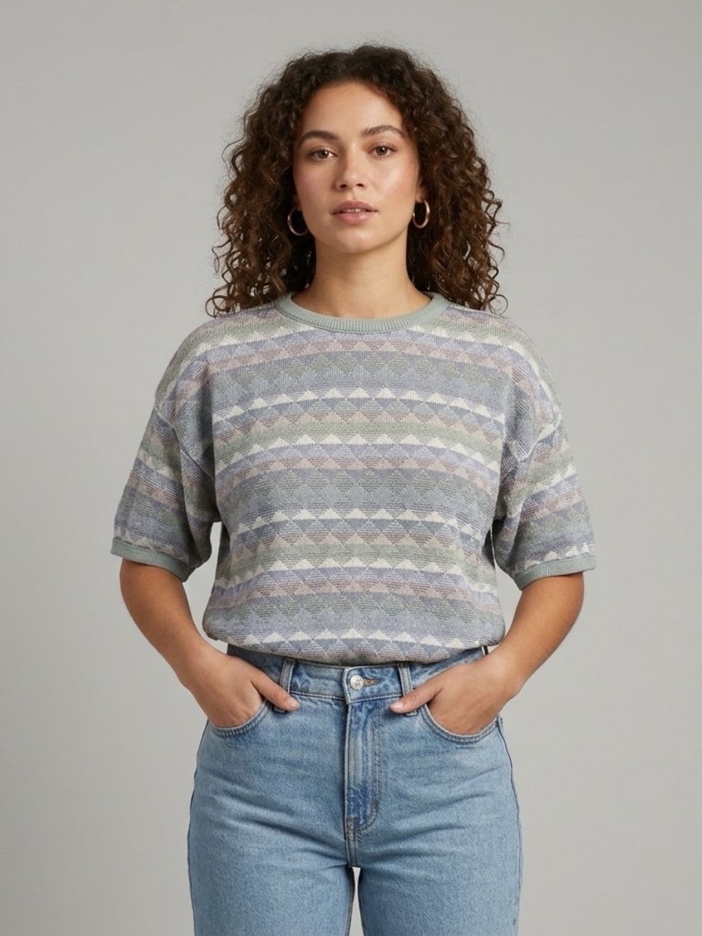 Vintage 90s Chelsea Gardens Short Sleeve Knit Sweater XL Grannycore Cute
